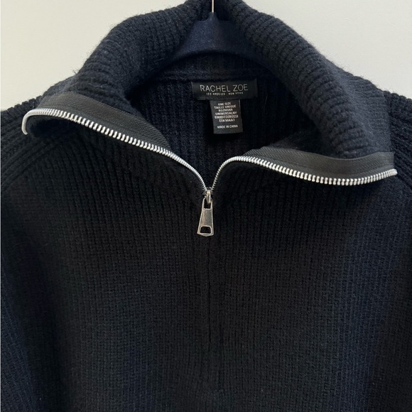 RACHEL ZOE Ribbed Sweater Knit Quarter Zip Capelet Shawl One Size - Picture 2 of 6